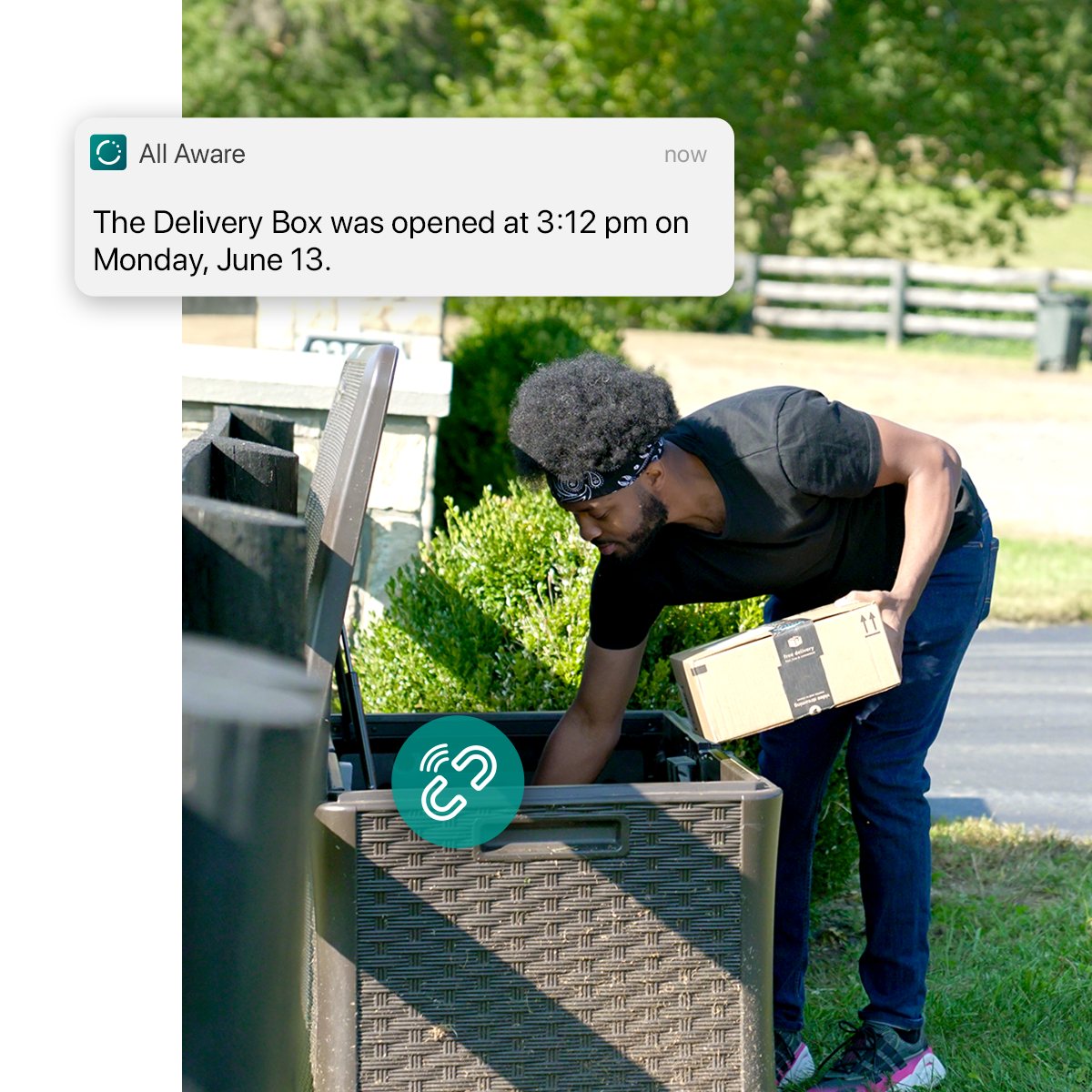 Homeowner receives delivery box notifications from your cellular contact sensor
