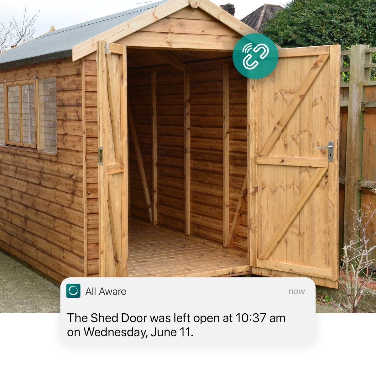 Get reminders when your shed door is close or left opened