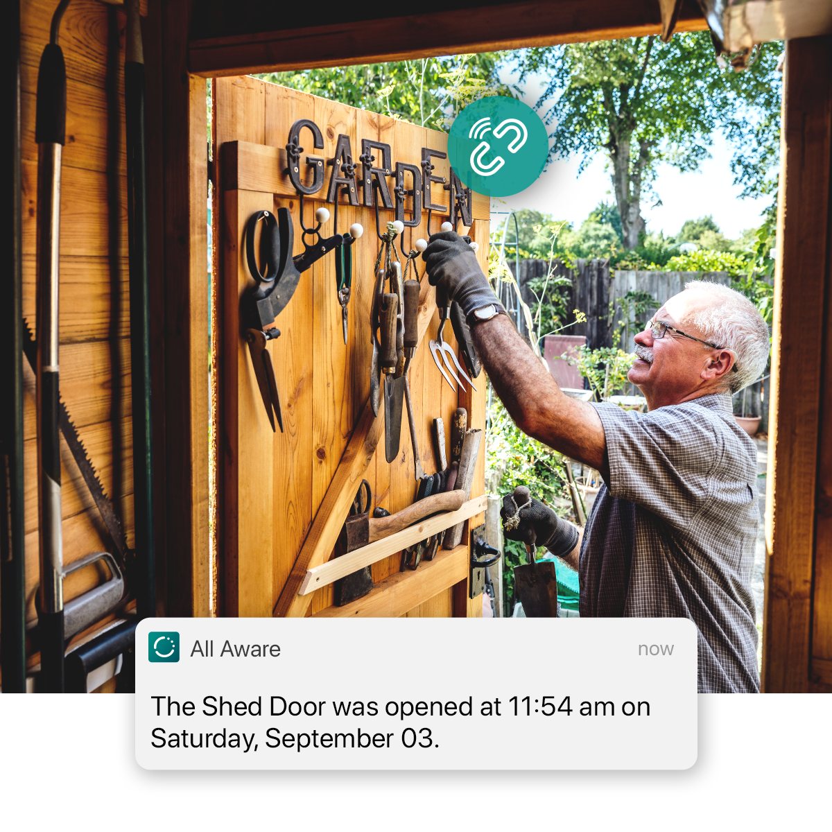 Homeowner receives shed door notifications from your cellular contact sensor