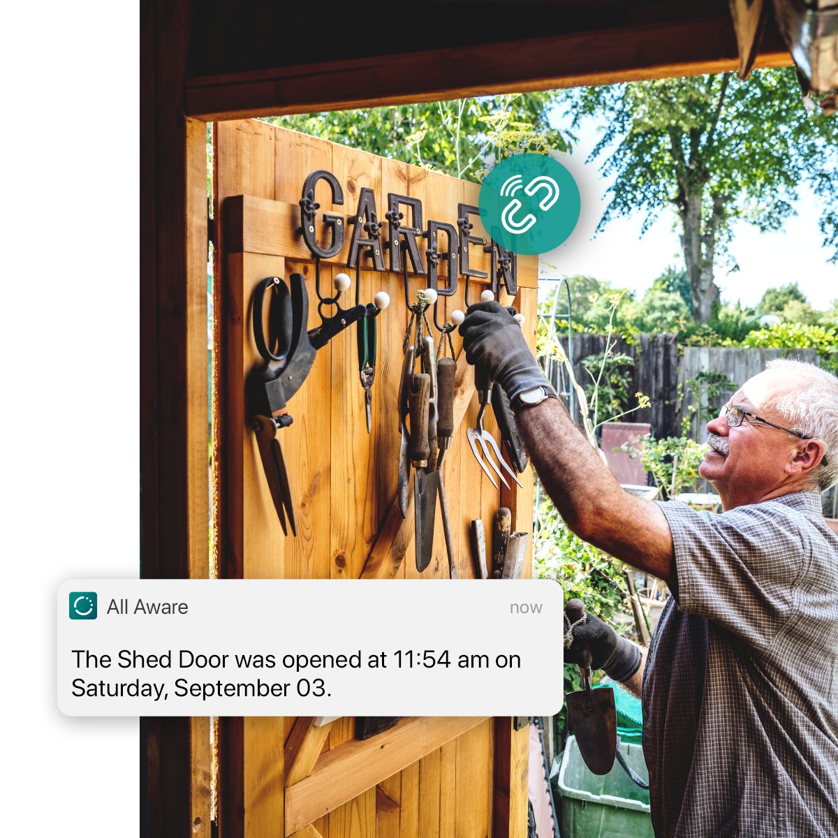 Homeowner receives shed door notifications from your cellular contact sensor