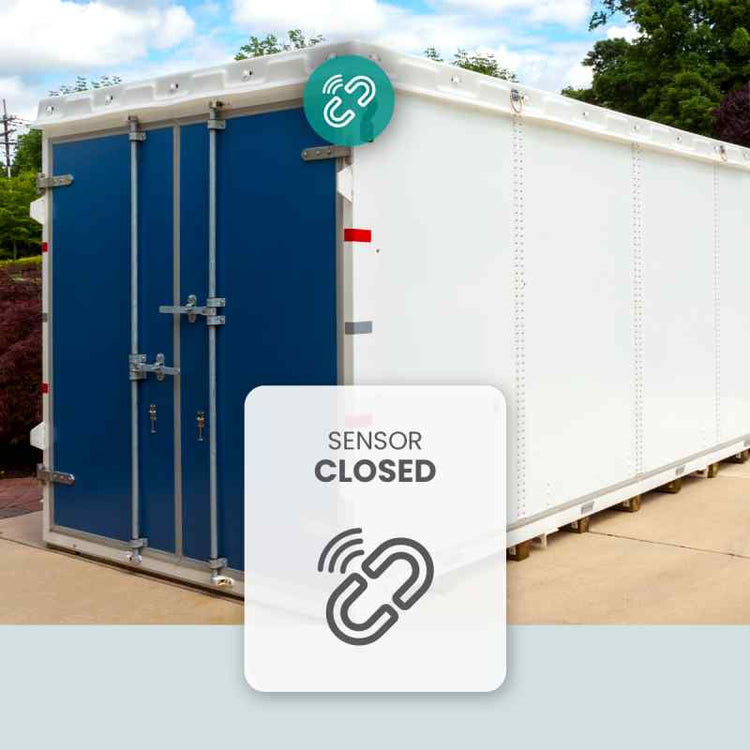 Commercial business employees receives shipping container door notification from the cellular contact sensor 
