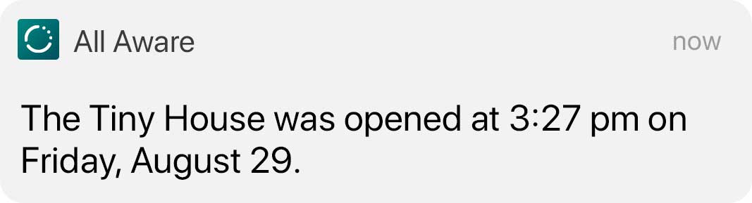 tiny house monitoring notification