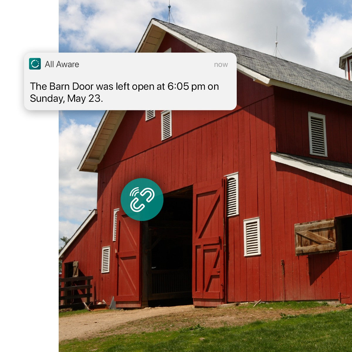 On the farm and ranch, get barn door notifications from your cellular contact sensor 