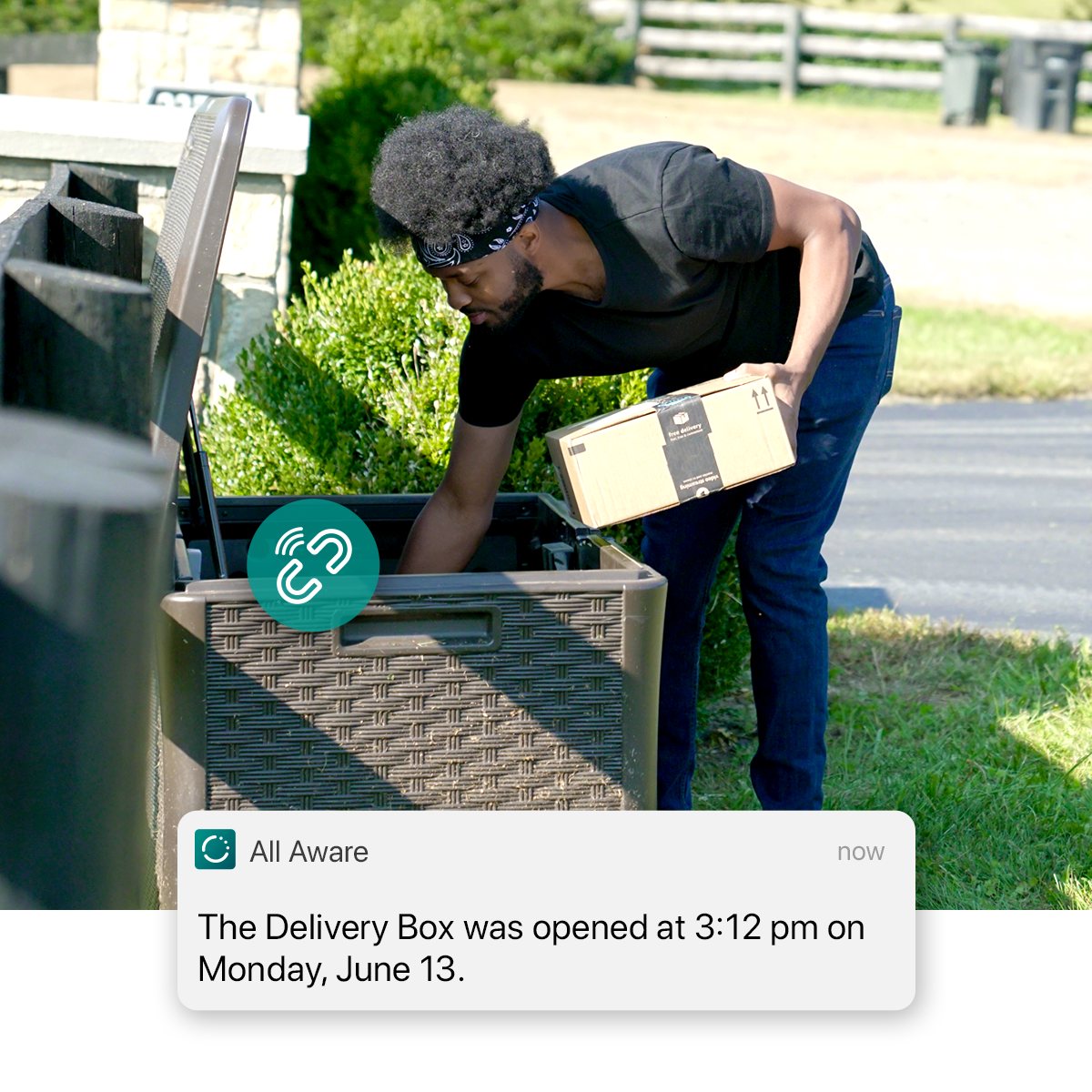 Homeowner receives delivery box notifications from your cellular contact sensor 