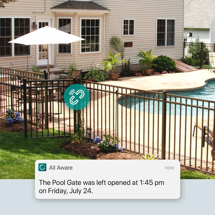 Homeowner receives pool gate notifications from your cellular contact sensor 