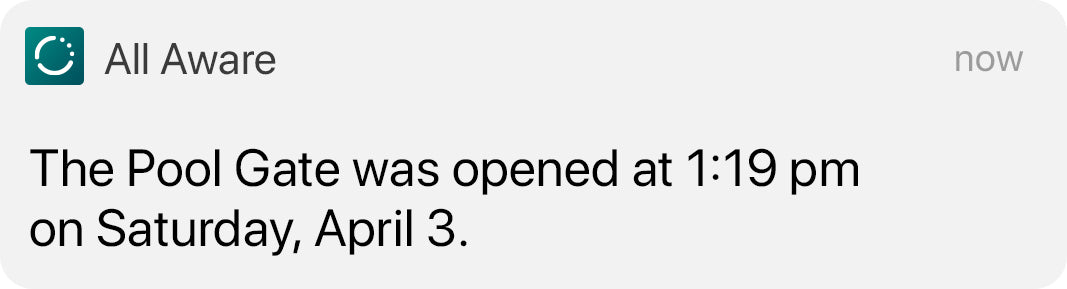 Mobile pool gate notification from a cellular sensor