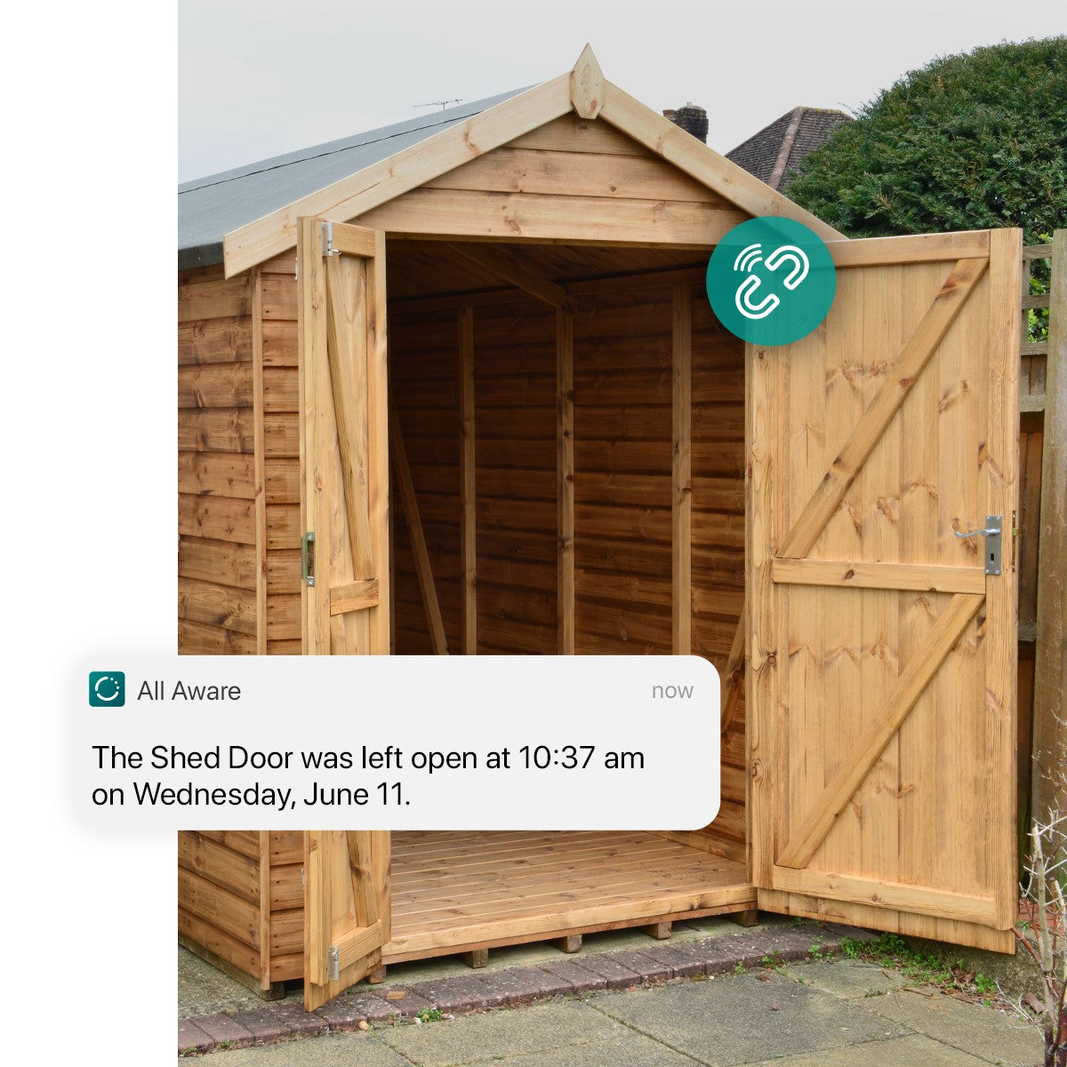 Get reminders when your shed door is close or left opened