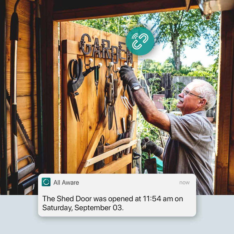 Homeowner receives shed door notifications from your cellular contact sensor 
