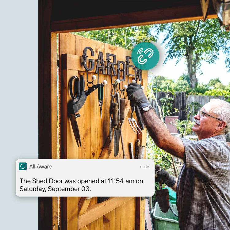 Homeowner receives shed door notifications from your cellular contact sensor 