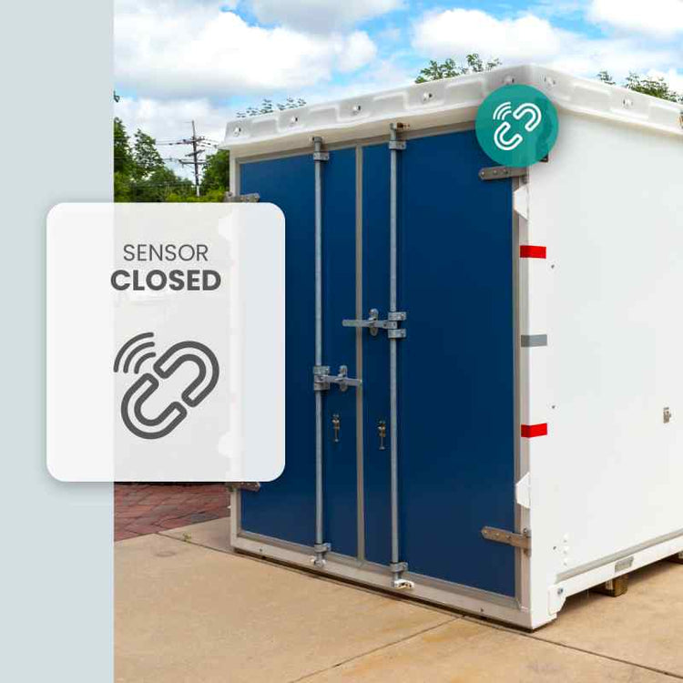 Commercial business employees receives shipping container door notification from the cellular contact sensor 