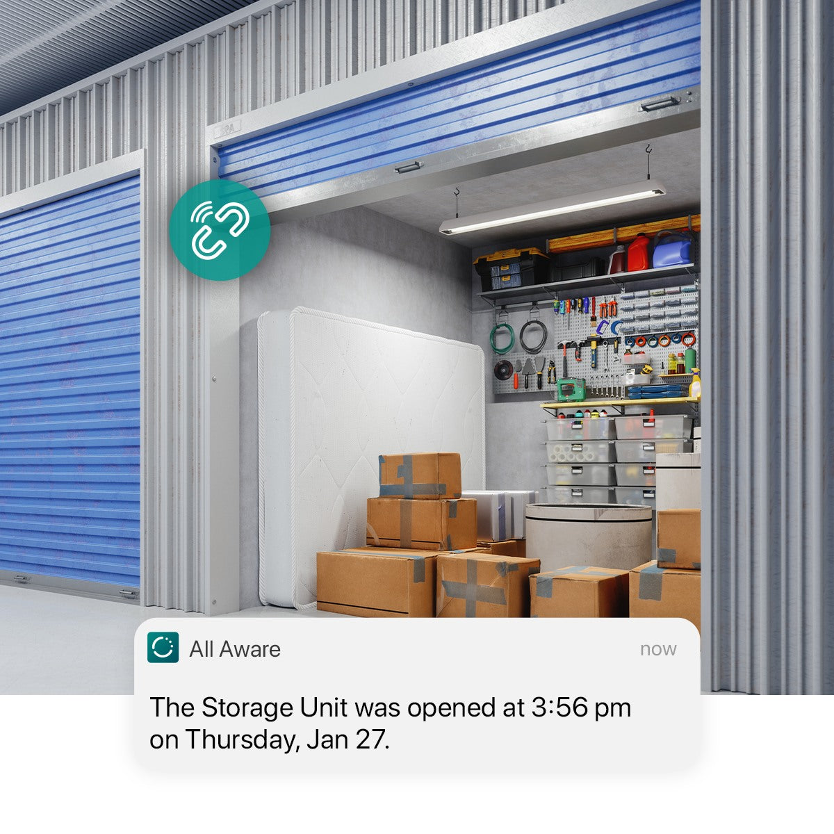 Receive activity notifications when your storage unit door is opened 