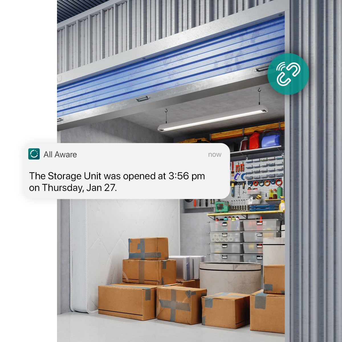 Receive activity notifications when your storage unit door is opened 