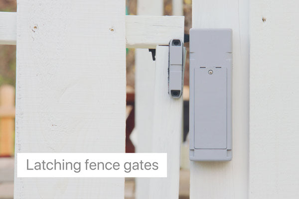 flex aware installed on backyard fence gate