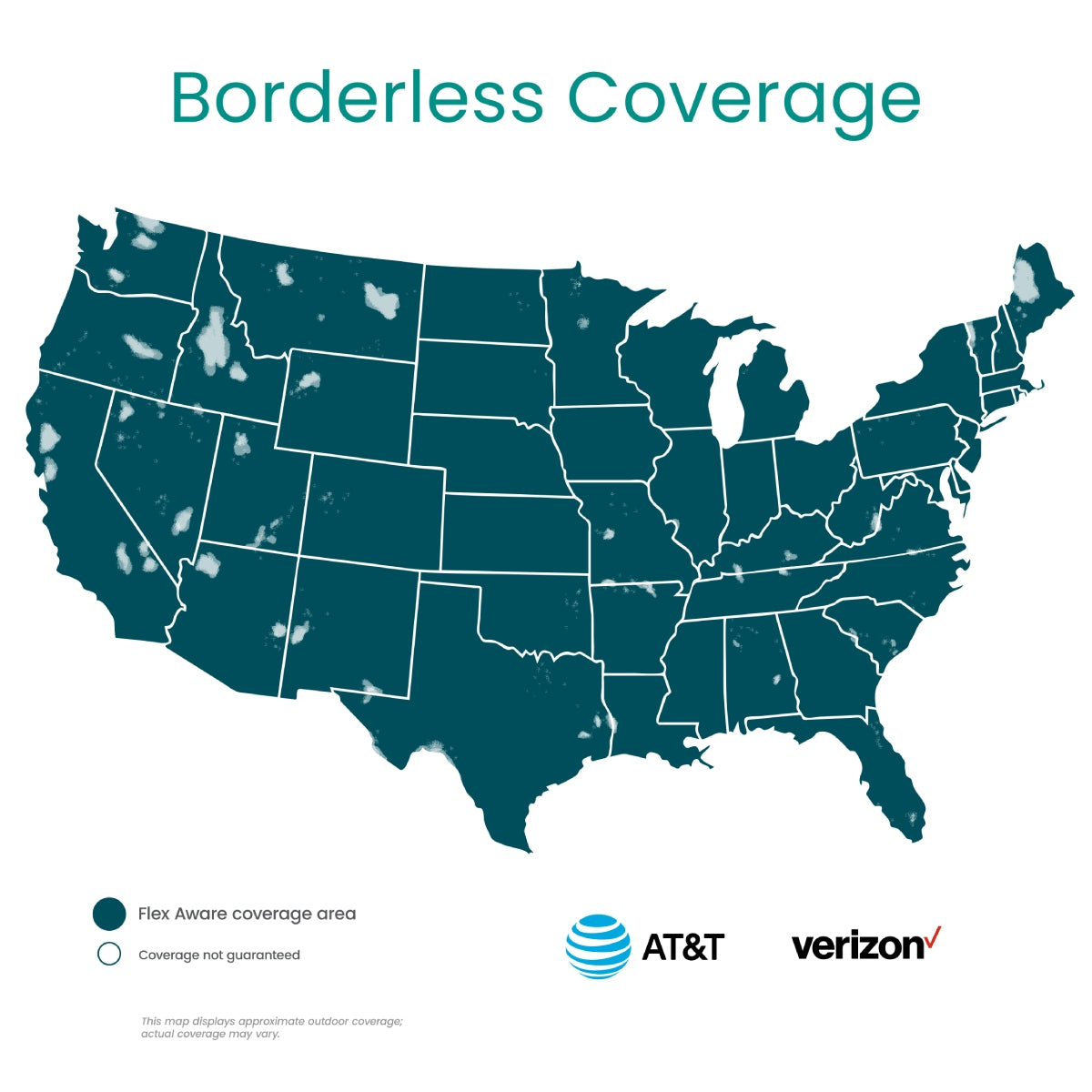 AT&T and Verizon cellular coverage map for Flex Aware cellular contact sensor 